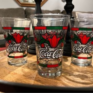Holiday Vintage Berry Coke Cola Glasses Set (4)